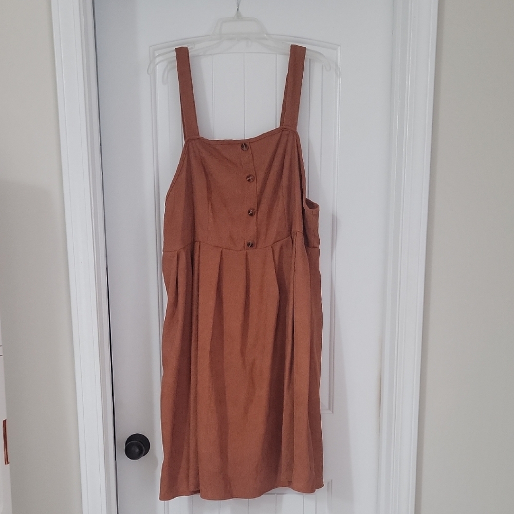SHEIN Tan Buttoned Midi Dress